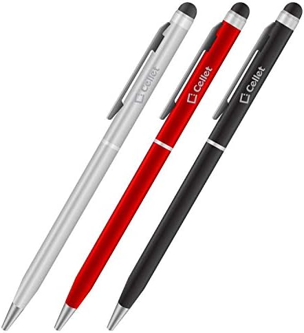 Pro Stylus Pen עבור Samsung SM-G955U עם דיו, דיוק גבוה, צורה רגישה במיוחד וקומפקטית למסכי מגע [3 חבילה-שחורה-אדומה-סילבר]